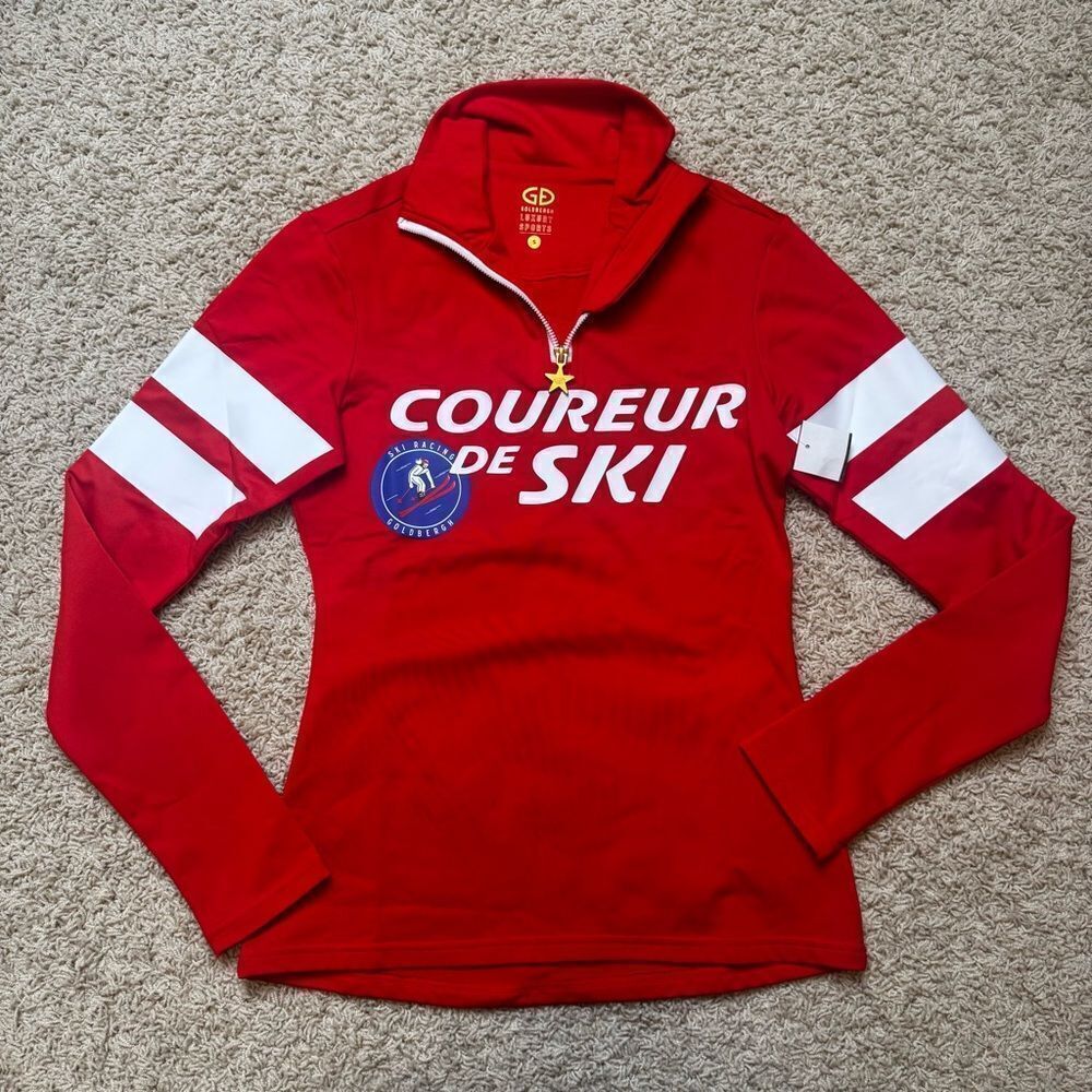 Goldbergh Ski Pully Base Layer Half Zip NWT Small Red White